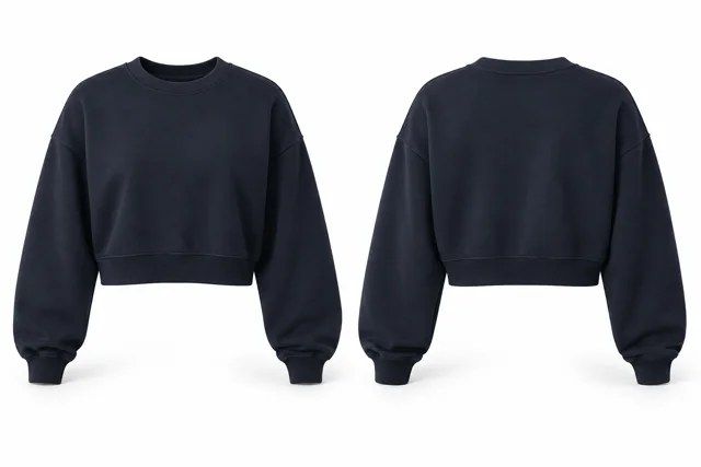 Navy relaxed cropped sweatshirt