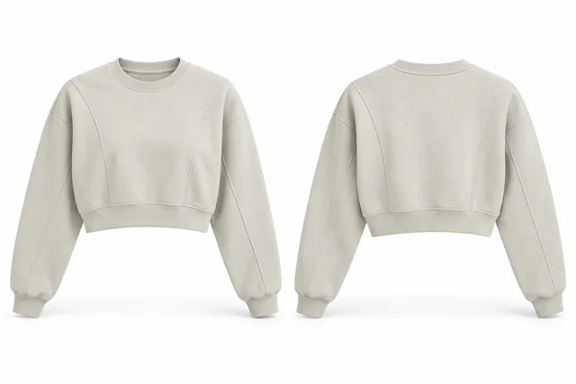 Cream panelled cropped sweatshirt