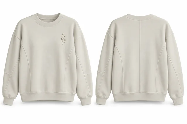 Cream panelled embroidered sweatshirt