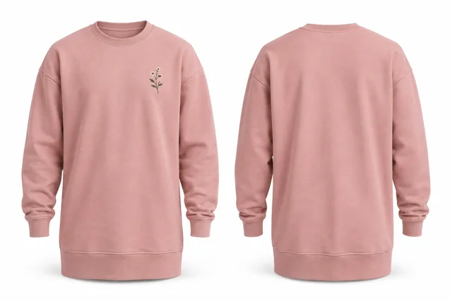 Pink longline embroidered sweatshirt