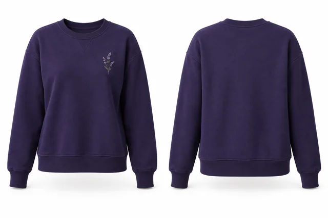 Purple minimal embroidered sweatshirt
