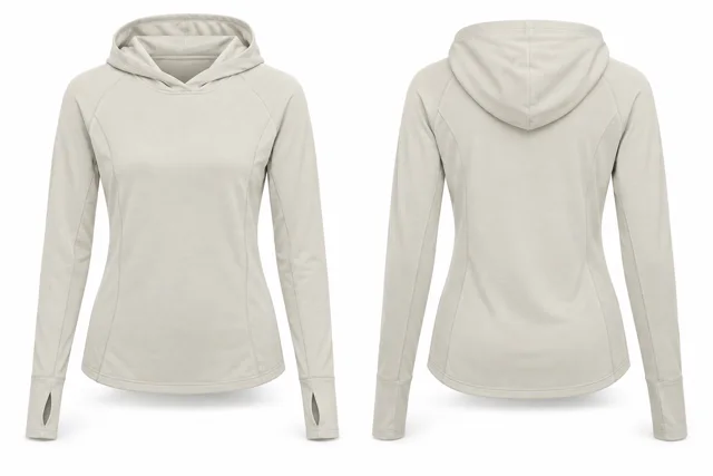 Cream panelled lightweight sun-style hoodie