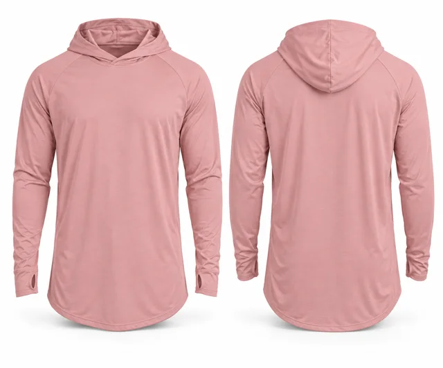 Pink longline lightweight sun-style hoodie