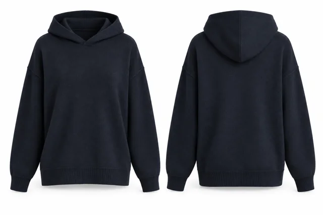 Navy relaxed cashmere hoodie concept