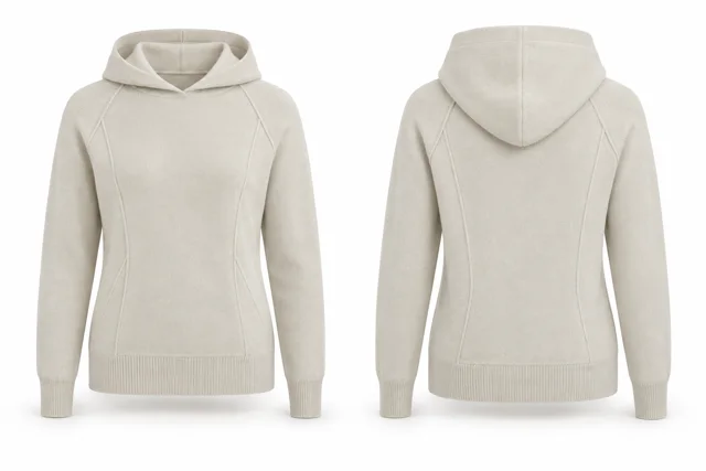 Cream panelled cashmere hoodie concept