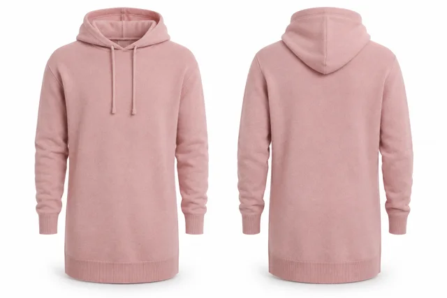 Pink longline cashmere hoodie concept