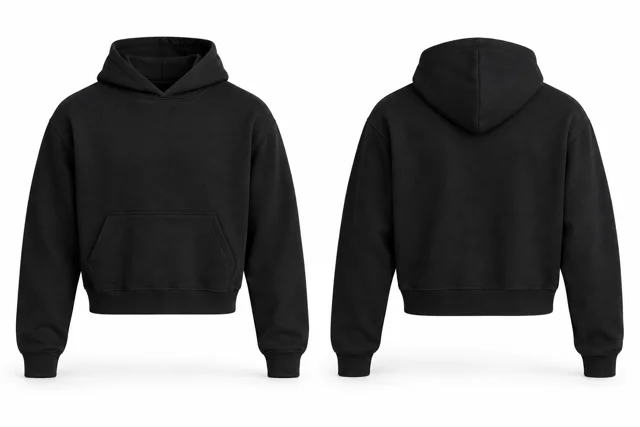 Black classic cropped hoodie