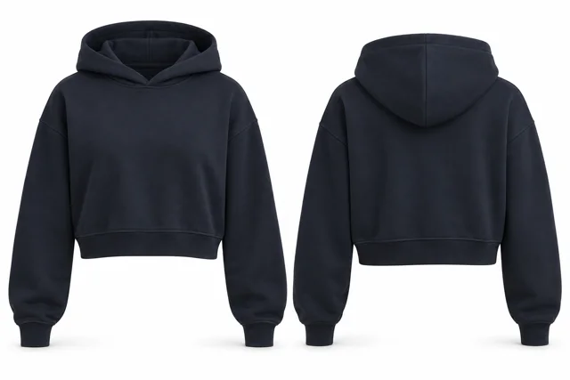 Navy relaxed cropped hoodie