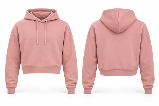 Pink longline cropped hoodie
