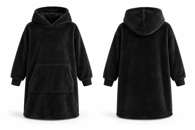 Black classic kids blanket hoodie