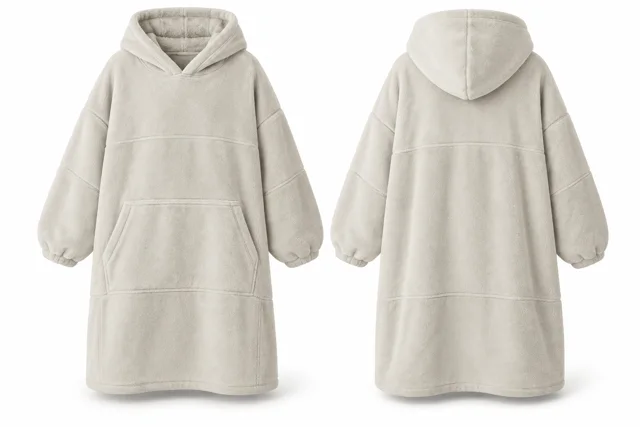 Cream panelled kids blanket hoodie