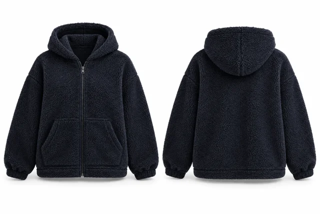 Navy relaxed sherpa hoodie concept