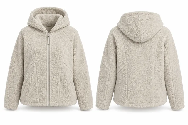 Cream panelled sherpa hoodie concept