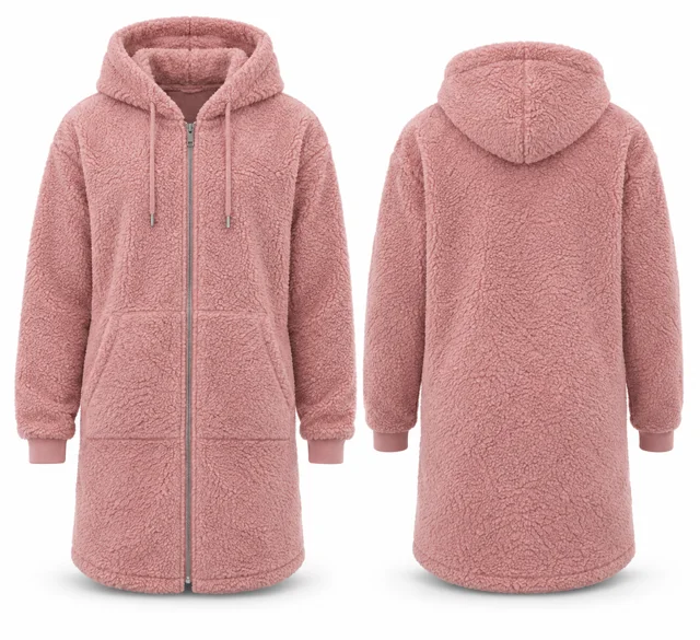 Pink longline sherpa hoodie concept
