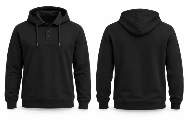 Black classic polo hoodie