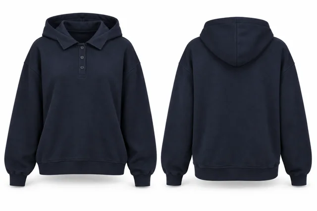 Navy relaxed polo hoodie