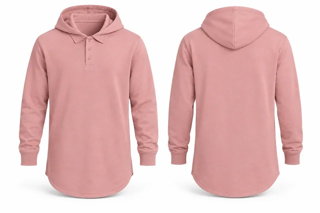 Pink longline polo hoodie