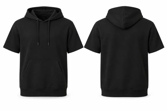 Black classic short-sleeve hoodie