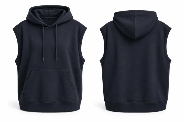 Navy relaxed sleeveless hoodie
