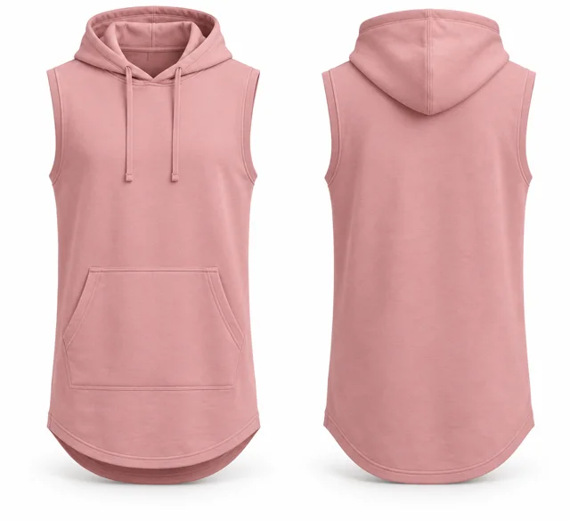 Pink longline sleeveless hoodie