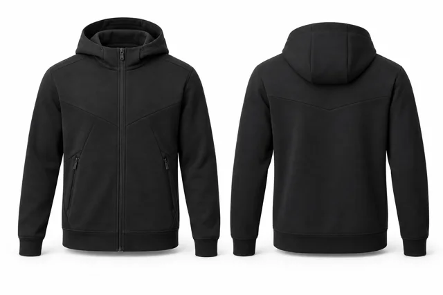 Black classic technical-style full-zip hoodie