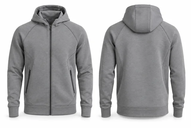 Sport Grey raglan technical-style full-zip hoodie