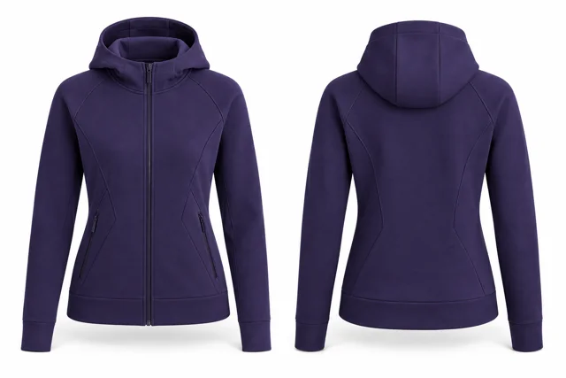 Purple minimal technical-style full-zip hoodie