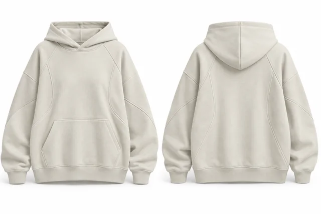 Cream panelled oversized hoodie