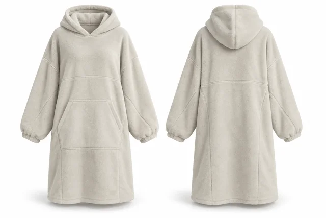 Cream panelled adult blanket hoodie