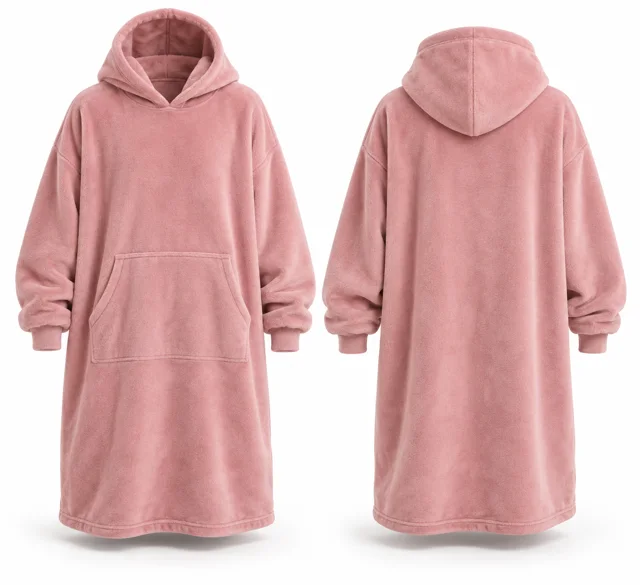 Pink longline adult blanket hoodie