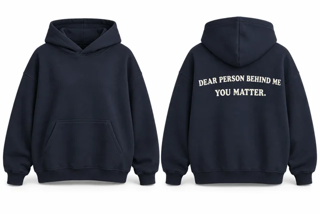 Navy relaxed dear person behind me hoodie