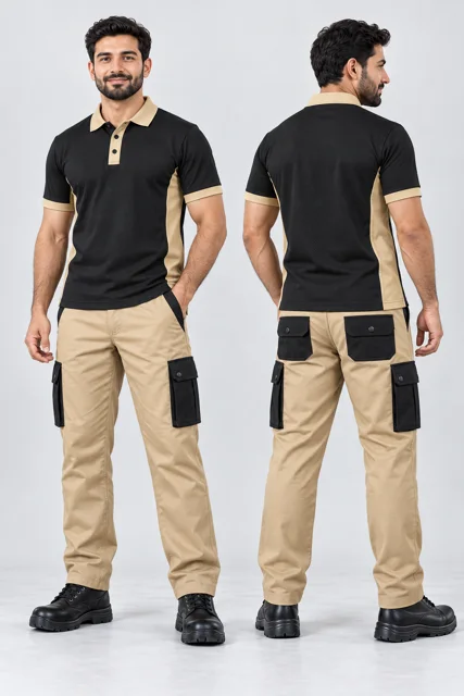 Black / Beige Two-colour work polo