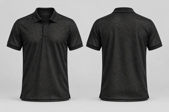 Open Black Adult Short Sleeves cool mesh polo