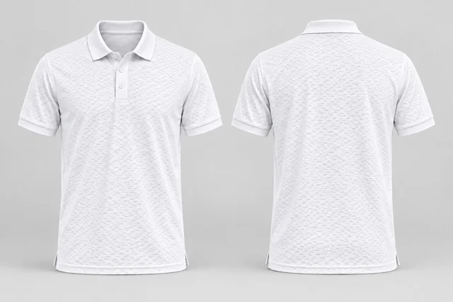 Patterned White Adult Short Sleeves cool mesh polo
