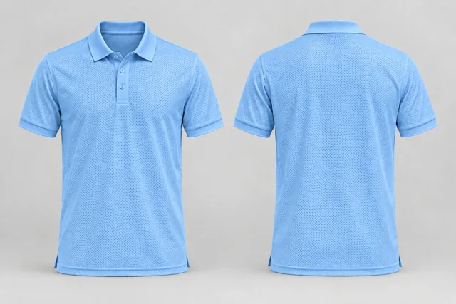 Sky Blue Adult Short Sleeves cool mesh polo