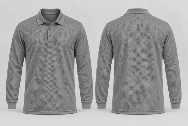 Mid Grey Full Sleeves cool mesh polo