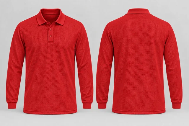 Red Full Sleeves cool mesh polo