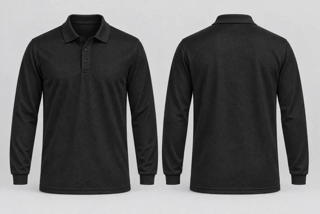 Soft Black Full Sleeves cool mesh polo