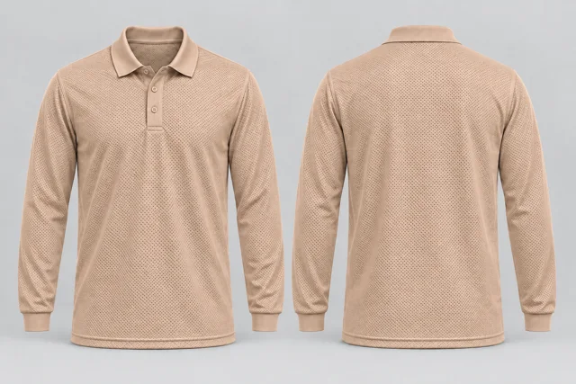 Stone Beige Full Sleeves cool mesh polo