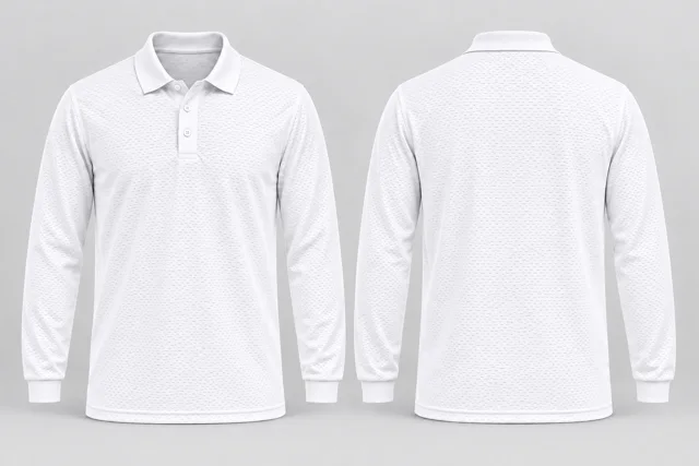 Textured White Full Sleeves cool mesh polo