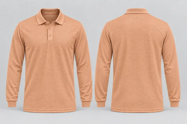 Peach Beige Full Sleeves cool mesh polo