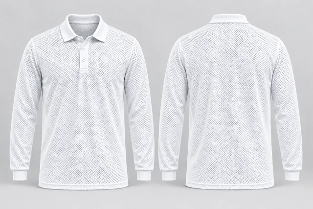 Open White Full Sleeves cool mesh polo