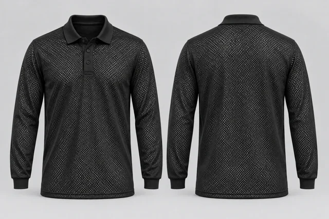 Open Black Full Sleeves cool mesh polo