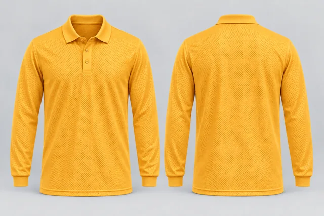 Golden Yellow Full Sleeves cool mesh polo