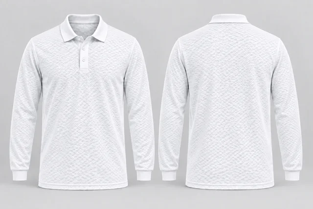 Patterned White Full Sleeves cool mesh polo