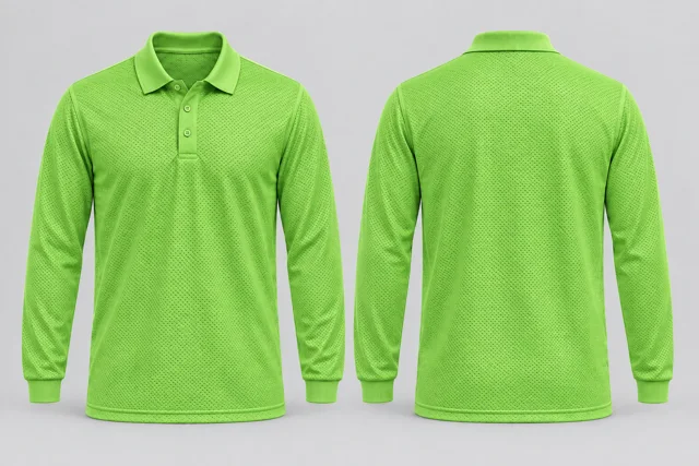 Lime Green Full Sleeves cool mesh polo