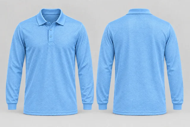 Sky Blue Full Sleeves cool mesh polo