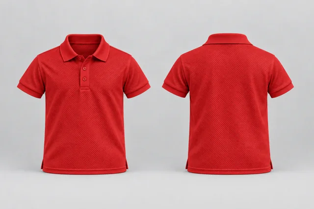 Red Kids Short Sleeves cool mesh polo