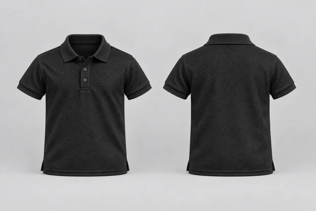 Soft Black Kids Short Sleeves cool mesh polo