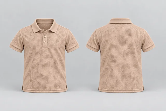 Stone Beige Kids Short Sleeves cool mesh polo